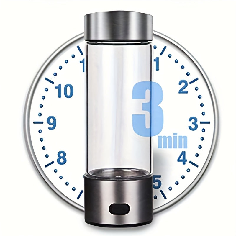 Portable USB Hydrogen Water Bottle & Ion Infuser - Glass Alkaline Antioxidant-Rich Water Generator for Travel, Home, Office - Enhances Flavor & Nutrient-Rich Hydration (Not for Purified Water), Antioxidant Water | Metallic Fi